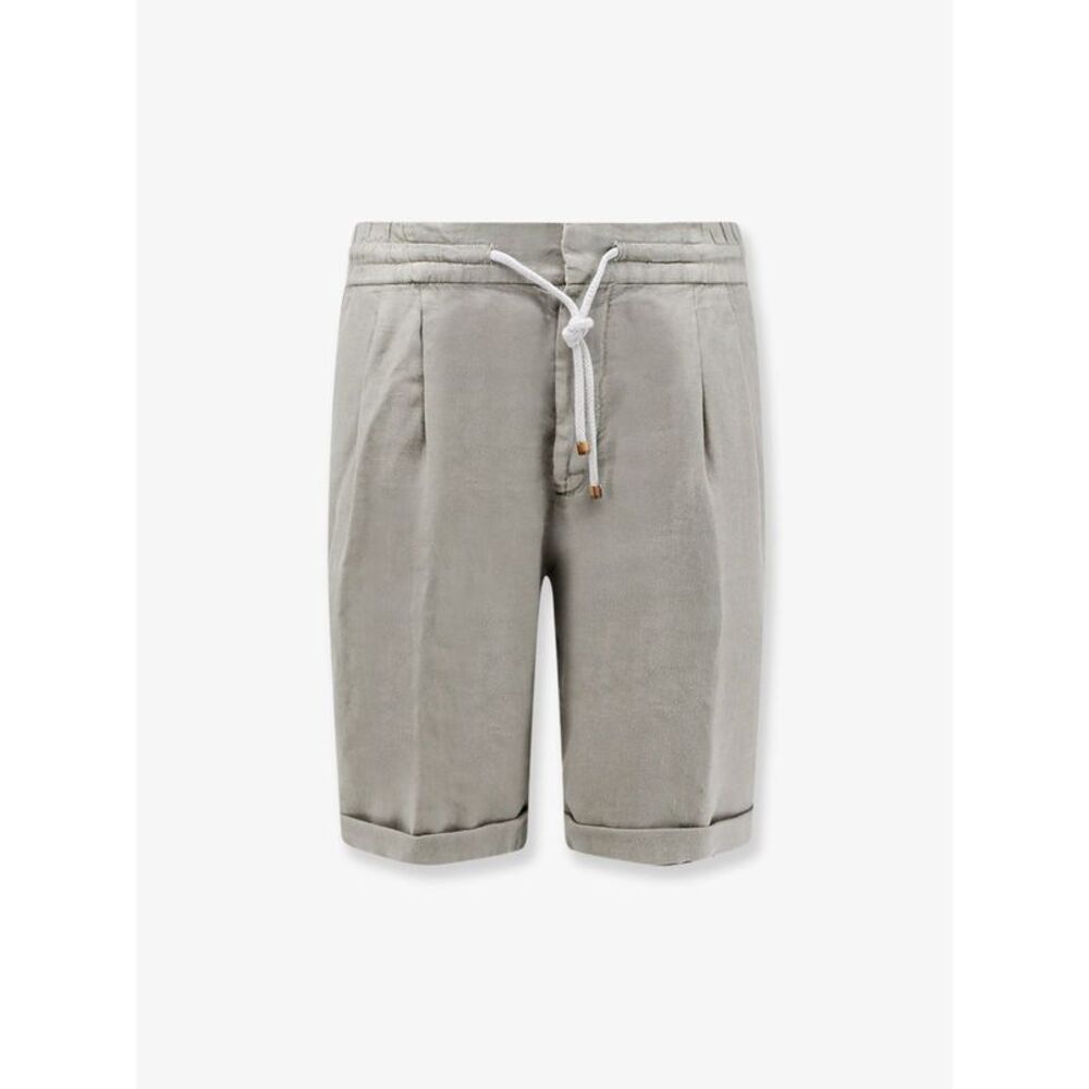 Brunello Cucinelli Men Linen Bermuda Shorts With Drawstring